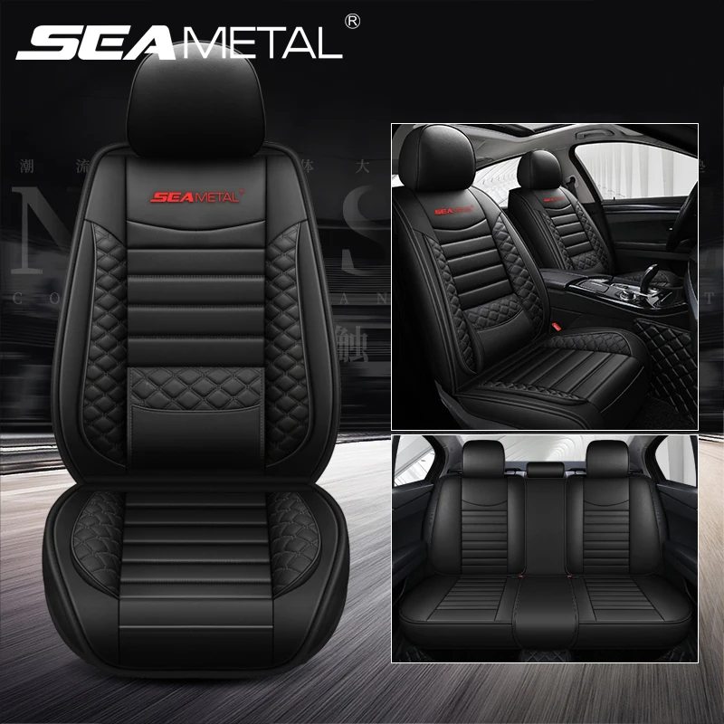 SEAMETAL Pu Leather Car Seat Covers Front and Rear Split Bench Protectio... - £58.90 GBP+