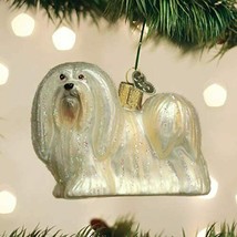Old World Christmas Lhaso Apso Dog Glass Christmas Ornament 12588 - £10.93 GBP