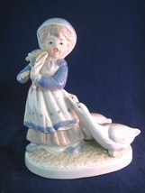 Vintage Peasant Girl with Geese Ceramic Figurine 5 3/4&quot; tall x 3&quot; wide x... - £10.52 GBP