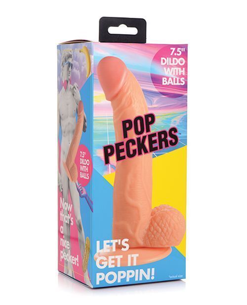 Pop Peckers 7.5&quot; Dildo w/Balls - $22.40