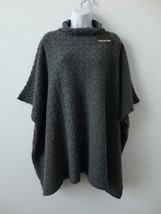 NWT ESKANDAR Grey Funnel Neck Half Cable 2 Ply Cashmere Poncho Sweater OS - $1,018.49