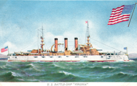 USS Virginia Battleship Navy Ship Advertising Prudential Insurance Postcard - £6.15 GBP