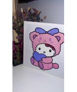 Handmade Sparkling Diamond Painting - Cute Pink Kawaii Cat Wall Decor - $190.00