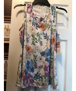 NWT Ladies SOFIBELLA White Multicolored Floral Tennis Tank Top Shirt - XL - $46.33 CAD
