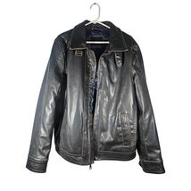 Tommy Hilfiger Mens Brownish Black Leather Jacket Size Large - $89.99