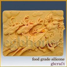 2D Chocolate / Food Grade Silicone Mold – Rudolph Pulling Santa in Sleigh - £29.88 GBP