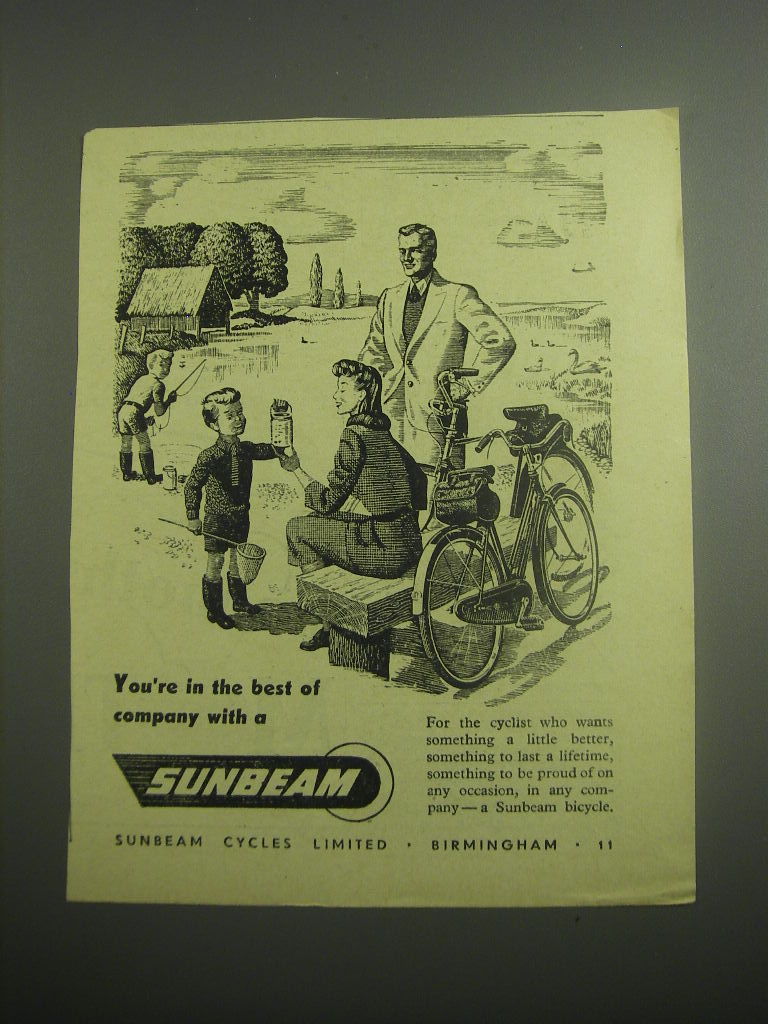 1948 Sunbeam Bicycles Ad - in the best of company with a Sunbeam - $18.49