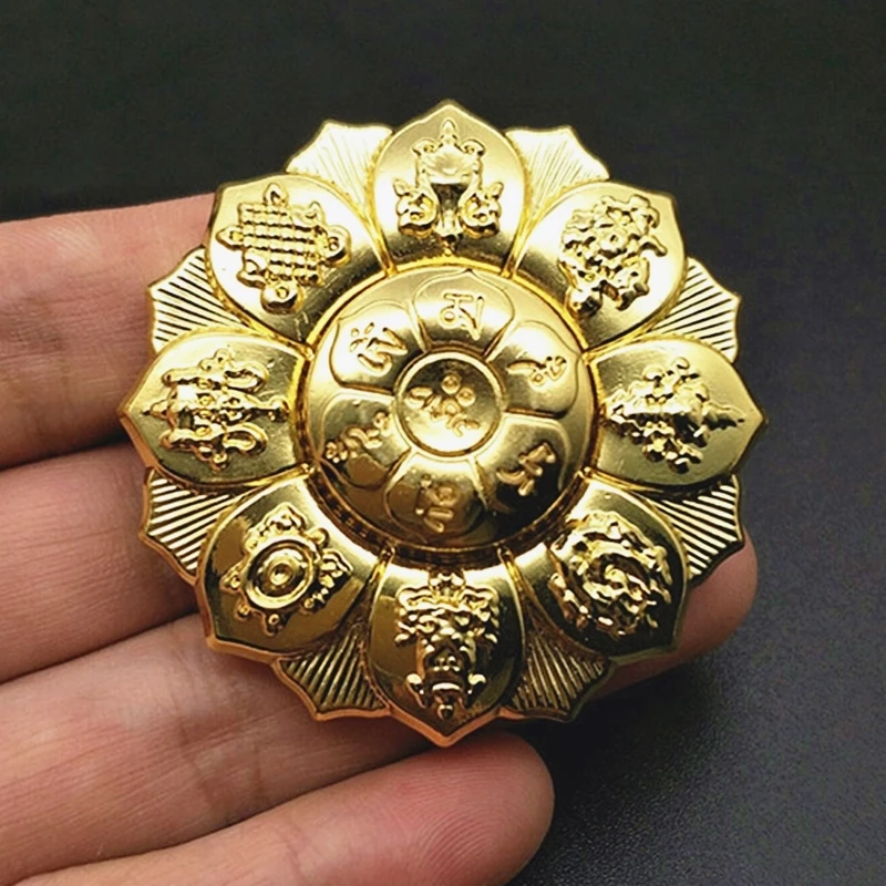 Golden Fidget Spinner Hand Spinner Buddhism Flower Rotating Finger Toy A... - £6.98 GBP+