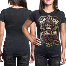 Affliction Ride For Dime 2015 Dimebag Darrell Pantera Womens T-Shirt Bla... - $44.09