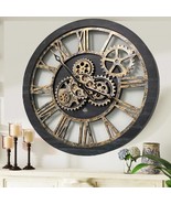 Wall clock 24 inches with real moving gears Vintage Black - £182.62 GBP