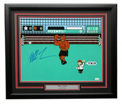 Mike Tyson Signed in Blue Framed 16x20 Punch Out Boxing Photo JSA - £144.58 GBP