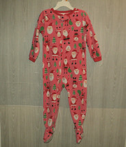 Carter&#39;s Pajamas Santa Claus Christmas 3T One-Piece Footed Pink Zippered Holiday - £11.94 GBP