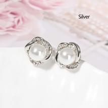1Pair New Wedding Women Fashion Gift Pearl Earrings Rhinestone Ear Stud Cubic Zi - £7.25 GBP