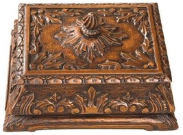 Box Traditional Lodge Table Top Resin Carved Hand-Cast Hand-Painted Pain - $229.00
