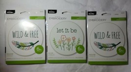 Bucilla 49200E + 2 49202E Stamped Embroidery Kit, 6&quot; Round Let it Be Wild &amp; Free - £17.87 GBP