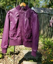 Caren Sport Jacket Purple PVC Bomber Juniors - $28.49