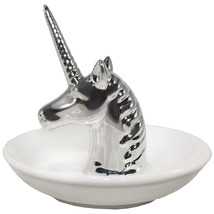 Silver Unicorn  FDN110 Uriel Trinket Dish Ceramic Jewelry Ring Holder 4 X 3.5&quot; - £15.65 GBP