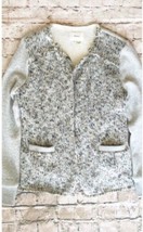 Anthropologie Dalena Sweater Jacket MEDIUM Grey Women’s Knit Metallic Cardigan - £27.51 GBP