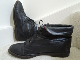 Ladies Boots Size 8 B by White Mountain Cuffed Black Leather Lace Up Ankle Boots - £13.00 GBP