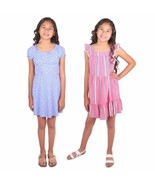 Zunie Youth 2-pack Dress, Pink &amp; Blue Mixed Patterns Girl s Sz M (10-12)... - $21.29