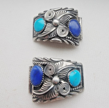 ANNIE CHAPO NAVAJO LAPIS LAZULI AND  KINGMAN TURQUOISE WATCH BAND TIPS - $246.51