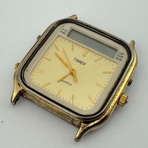 Vintage Timex Analog Digital Quartz Watch Men Gold Tone ~ For Parts Repair - $495.63 MXN
