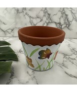 Vintage Y2k Mini Flower Pot White Terracotta Butterfly Floral Planting G... - $332.26 MXN