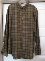 Columbia Sportswear Shirt 100% Cotton L/S Button Down Olive Green Plaid ... - £14.83 GBP