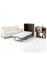 3-Piece Space-Saving Living Room with Teddy Sofa Display Bookshelf &amp; Fol... - $743.17