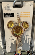 Disney Parks November Faux Topaz Birthstone Keychain NEW - £19.52 GBP