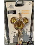 Disney Parks November Faux Topaz Birthstone Keychain NEW - £19.59 GBP