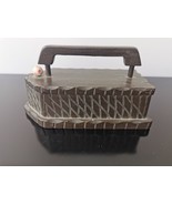Antique from Spain Wooden Jewelry Trinket Box Iron Shaped - $37.04