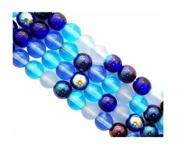 50 Preciosa Blue Assorted Mix Czech Druk Glass Smooth Round 6mm Beads - £3.94 GBP