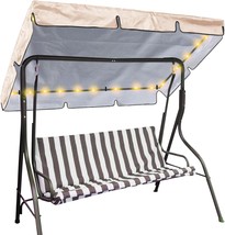 Led Lighted Porch Swing Canopy Replacement Waterproof Swing, Beige,77 X 49 Inch - £36.54 GBP