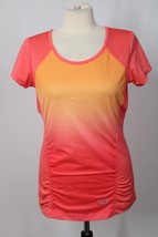 Mountain Hardwear M Orange Ombre Short Sleeve Ruched Side Tech Active Top - $26.59