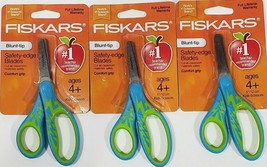 Fiskars 5” Blunt tip Safety Kid Scissors Green Blue Ages 4+ Lot of 3 New - $11.57