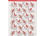 Cardinal Pair Tea Towel 100% Cotton 20&quot; x 28&quot; Kitchen Cream Red Tan Berr... - $19.79