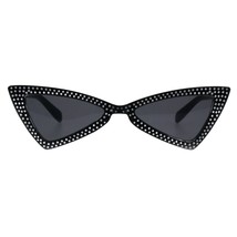 Womens Skinny Sunglasses Triangle Cateye Silver Dotted Bling Fashion UV400 - £8.78 GBP