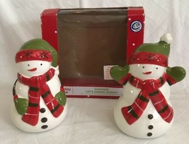 Holiday Time Christmas Snowman Salt &amp; Pepper Shakers Mr &amp; Mrs NEW 4” - $19.99