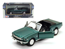 1964 1/2 Ford Mustang Convertible Green Metallic 1/24 Diecast Model Car by Motor - $42.27