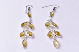 925 Sterling Silver Fine Jewelry Citrine Earrings Gift Anniversary Women ES-1226 - £28.75 GBP