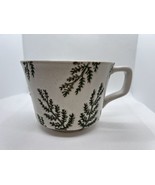 Ceramic Pottery Coffee Cup Cozy Tea Fern Leaves Mug with Handle White Bl... - $19.39