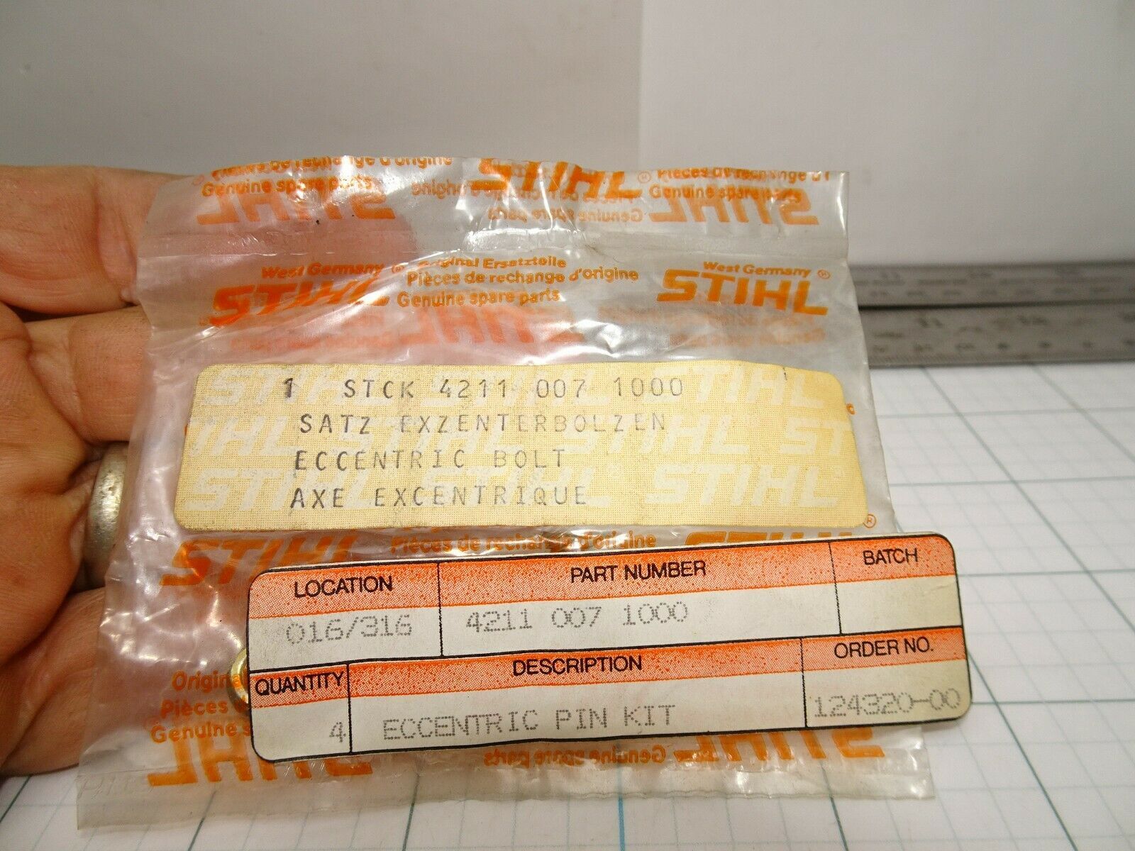 Stihl 4211 007 1000 Eccentric Bolt Pin Kit  OEM NOS - $15.46
