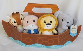 Hallmark Itty Bittys Noah&#39;s Ark Plush Set (Giraffe, Noah, Lion, Elephant on Ark) - $42.95