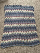 Vintage Crochet Handmade Afghan Throw Blanket Multi Color 57”x45” Grannycore - £23.04 GBP