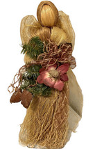 Vintage 80’s Raffia Straw And Mesh Standing 24 Inch Angel Christmas Decoration - £32.83 GBP