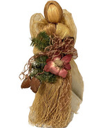 Vintage 80’s Raffia Straw And Mesh Standing 24 Inch Angel Christmas Deco... - £33.03 GBP