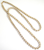 Vintage Faux Pearl Necklace with Braided Gold Tone Chain 29&quot; - £11.00 GBP