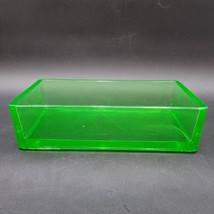 Large &amp; Heavy Uranium Green Glow Depression Glass Rectangular Dish No Li... - $39.59