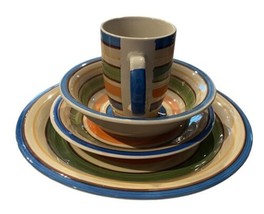 Mulberry Home Collection Portofino SWIRL RAINBOW 4 Piece Place Setting New - £51.29 GBP